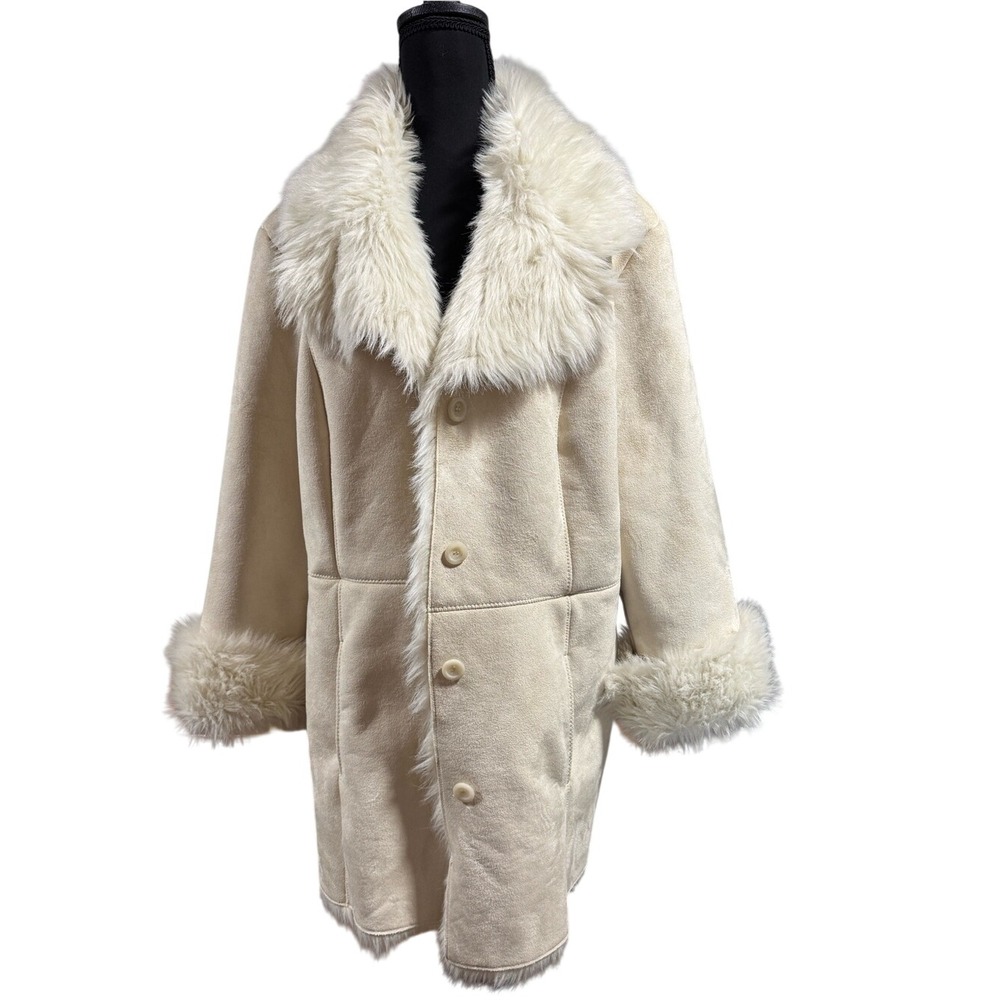 1 Madison Womens Y2K Penny Lane Faux-Fur Trim Coat Sz XL Phoebe Boho Indie